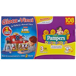 Pampers Progressi Quadri Pannolini Midi, Taglia 3 (4-9 kg), 108 Pezzi