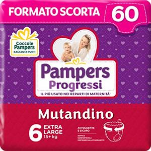Pampers Progressi Mutandino XL, 60 Pannolini, Taglia 6 (15+ Kg)