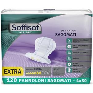 Soffisof Air Dry Pannoloni Sagomati Extra - 120x Pannoloni per Anziani - 4 Confezioni da 30 Pezzi, Assorbenza fino a 7 Gocce - Ausili Incontinenza Uomo e Donna