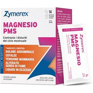 Zymerex MAGNESIO PMS | 14 bustine | Integratore ciclo mestruale | Sindrome premestruale | Con Vitamina B6, Agnocasto, Cimicifuga, Bardana, Griffonia | Senza glutine, lattosio e zuccheri