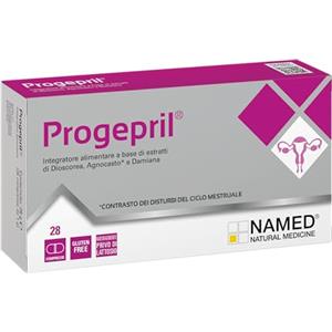 NAMED NATURAL MEDICINE NAMED Progepril Integratore Alimentare Naturale per Benessere Femminile | Dioscorea, Agnocasto e Damiana | Supporto per Ciclo Mestruale e Menopausa | Integratori Stanchezza e Vitalità | 28 Compresse