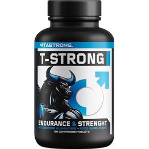 Vitastrong. Maca Peruviana Vegan con Arginina, Taurina e Zinco, T-Strong Forte Alto Dosaggio, 120 Capsule Maca Nera Extra Forte Arricchite di Fieno Greco, Ginkgo, Ginseng e Vit B6, Integratore Uomo Vitastrong
