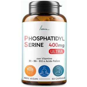 POEMIA Fosfatidilserina Pura Ps 400mg Memoria Concentrazione Cortisolo Integratore con Vitamina B1 (Tiamina) B6 B12 Acido Folico 60 Capsule Poemia