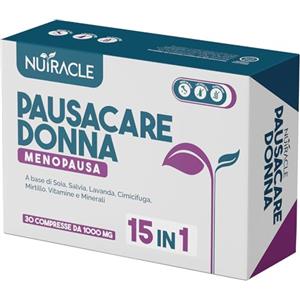 Nutracle PausaCare Donna Integratore Menopausa a base di estratti vegetali come Soia, Salvia, Cimicifuga e Mirtillo, arricchito con Vitamine e Minerali. Per Vampate (30 compresse (Confezione da 1))
