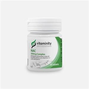Vitaminity Nac n-acetil-cisteina 500 mg complex 30cpr 1 al giorno per 1 mese, nac integratore con vitamina c e acido alfa lipoico, Supporto antiossidante e benessere respiratorio - Made in Italy