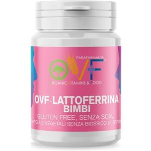 PARAFARMACIA, ORGANIC VITAMINS & FOOD OVF Lattoferrina Bambini 100mg ; Integratore Lattoferrina Pediatrica a Sostegno del Sistema Immunitario e delle Difese dell'Organismo. 60 Capsule