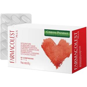 CISBANI PHARMA Riso Rosso Fermentato (Lievito di Riso Rosso) - Integratore con Monacolina K, Coenzima Q10, Berberina, Acido Folico e Carciofo - 60 Compresse