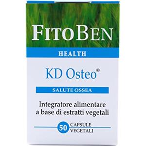 Fitoben | Kd Osteo Integratore Alimentare 100% di origine Naturale- con Vitamine D3 e K2- Boro ed Equiseto Ossa Fragili | 50 Capsule Vegetali