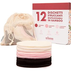 ENOOSO - Dischetti Struccanti Riutilizzabili in Bambù, Ultra Morbidi e Senza Cuciture, Ideali per Pelli Sensibili, Makeup Remover Pads Ecologici, 12 Unità, Bambù