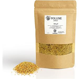 ERBOTECH Polline d'Api Italiano Busta da 500 g, Multivitaminico ad Alto Contenuto di Vitamine, Ferro, Zinco e Magnesio, Puro al 100%, Made in Italy, Materia Prima per Pappa Reale