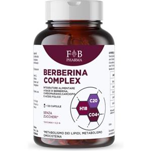 F B PHARMA Berberina Complex - Berberis Aristata + Cardo Mariano + Carciofo | Integratore Made in Italy | Supporto Metabolismo, Digestione e Fegato 120 Capsule
