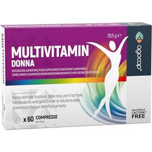Agocap Multivitaminico Donna - Vitamine Donna. Integratori Stanchezza, contro l' affaticamento fisico e mentale. Multivitaminico completo donna, Zinco, Ferro, vit B, C, D, E, H. Integratori cambio stagione