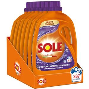 Sole Detersivo Lavatrice Lavanda Freschezza Naturale 287 Lavaggi, (7x41), Formula igienizzante, Detersivo Lavatrice Liquido Lavanda, rimuove le macchie a basse temperature