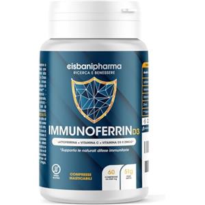 CISBANI PHARMA Immunoferrin, Lattofferina pura, 60 compresse - con Vitamina C, D e Zinco - Rinforza il sistema immunitario - Integratore Antiossidante stimola le Difese Immunitarie