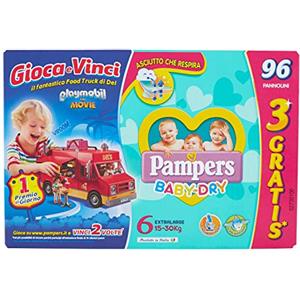Pampers Baby Dry Pannolini Extralarge, Taglia 6, Megapack da 96 Pezzi