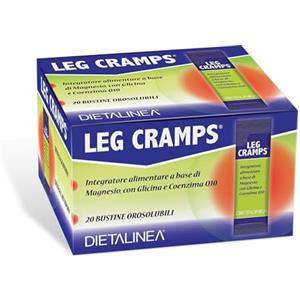Dietalinea Magnesio Bisglicinato Dietalinea Leg Cramps 20 Bustine Orosolubili | Integratore Stanchezza, Crampi Muscolari con Magnesio Glicinato, Glicina, Coenzima Q10, Arginina | Gusto Mandarino | 25 Gr