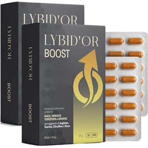 LYBID'OR Integratore Uomo ad Azione Rapida per Vigore ed Energia con Maca Peruviana, Tribulus Terrestris, Arginina, Citrullina, Ginseng, Zinco (2pz)