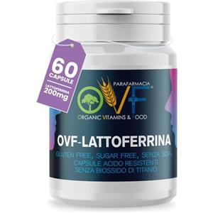 PARAFARMACIA, ORGANIC VITAMINS & FOOD OVF Lattoferrina 200 immuno, 60 capsule da 200mg (2 mesi di fornitura), Latte Proveniente dalla Nuova Zelanda, da mucche Grass Fed, a sostegno delle Difese Made in Italy