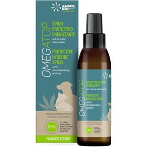 OMEGATOP Spray Antiparassitario Detergente Cani senza Risciacquo - Antiprurito e Protettivo da Insetti e Microrganismi - Pulizia del Cane con Cute Sensibile. 150 ml