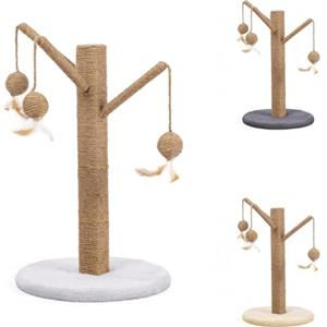 PATAM Albero Tiragraffi per Gatti Grandi e Piccoli con Palline Gioco Alto 56 cm, Happy Tree Grigio Chiaro