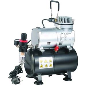 AMUR Compressore professionale per aerografo Universal I con avvio/arresto automatico, compressore per aerografo, silenzioso e a risparmio energetico! Con serbatoio a pressione da 3 litri