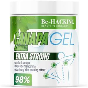Be-HACKING Gel Crema Canapa Corpo 550ml Extra Strong con Olio di Canapa, Arnica Crema, Magnesio e Melatonina Effetto Defaticante per Gambe, Schiena e Articolazioni, Favorisce il Rilassamento Made in Italy