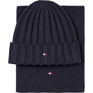 Tommy Hilfiger Bambini Unisex Set Regalo Small Flag Berretto e Sciarpa, Blu (Space Blue), S-M