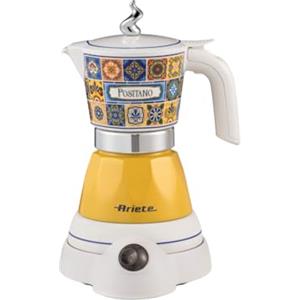 Ariete 1358/1P Moka Aroma Positano, Moka elettrica, 400W, 2/4 tazze, Cordless, Spegnimento automatico, Mantenimento temperatura