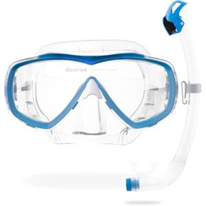 Cressi Estrella + Seal Dry Combo Clear/Azure - Combo Set per Adulti Maschera Estrella e Innovativo Snorkel Seal Dry, Perfetto per Immersioni Snorkeling, Trasparente/Azzurro, Taglia Unica