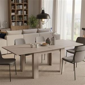 Dmora Tavolo Quadrato Estensibile Otto, 90/180h75 cm, 6/8 Posti apertura a libro, Salvaspazio per soggiorno o pranzo, In legno Rovere, Made in Italy