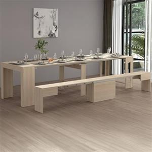 Dmora - Panca Ubertino, Seduta per Tavolo da Pranzo, Panca Singola allungabile, 290x25h45 cm, Olmo