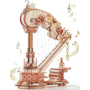 ROKR Arpa magica puzzle 3D in legno, carillon meccanico, kit vintage musicale in legno, per adulti, decorazione per la casa, regalo per modellisti e appassionati d'arte (AMK71)
