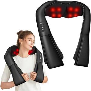 Brelley Massaggiatore per Cervicale, Massaggio Termico 3D, Massaggiatore Cervicale per Alleviare il Dolore Muscolare, in Pelle PU, Regalo per Donne e Uomini