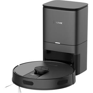 EZVIZ RE4 Plus Nero Robot Aspirapolvere Lavapavimenti con Svuotamento Automatico, Navigazione LiDAR e Anticaduta. Aspirazione 4000Pa, Rileva Tappeti, Serbatoio 300ml, Autonomia 180min, WiFi/APP/Alexa