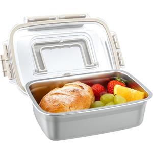 RWSRW Contenitore per il pranzo in acciaio inox, 1000 ml, con manici e guarnizione di ricambio, a prova di perdite, lavabile in lavastoviglie, per adulti e bambini