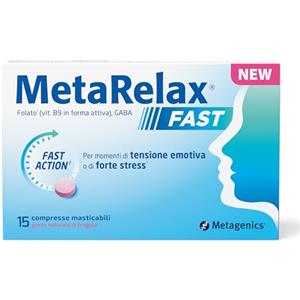 Metagenics MetaRelax Fast - Supporta la funzione psicologica - Con GABA, folato attivo (MTHF) e magnesio, 15 compresse masticabili