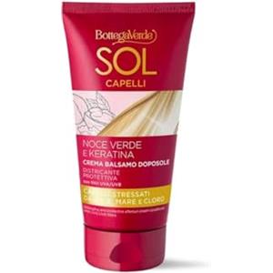 Bottega Verde - SOL Capelli, Crema Balsamo Doposole 150 ml, Districa e Protettegge, con Olio di Noce Verde e Keratina, con Filtri UV, Capelli Stressati da Sole, Mare e Cloro, Morbidezza e Brillantezza