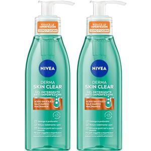 NIVEA Derma Skin Clear Gel Detergente Viso Anti-Imperfezioni 150 ml, Detergente viso pelle grassa e mista con Acido Salicilico, Sale Marino e Niacinamide, Detergente schiumogeno viso purificante