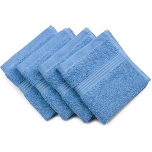Gözze - Asciugamano Piccolo New York, Set da 4 Pezzi, Morbido e Assorbente, 100% Cotone, 30 x 30 cm - Blu Fiordo