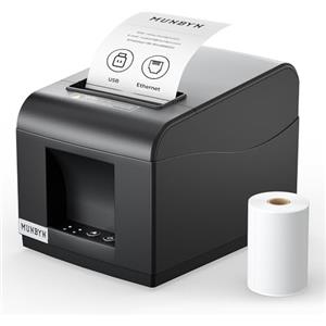 MUNBYN ITPP072 Stampante Termica per Scontrini da 80 mm - Stampante POS con Porte USB + LAN - Compatibile con Android, Windows, ChromeOS e Linux - Non supporta la connessione Bluetooth