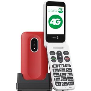 Doro Leva L20 Telefono Cellulare Sbloccato Seniors - Ampio schermo Paesaggio - Audio HD potente - Fotocamera - Tasto Assistenza con Localizzazione GPS - Telefono Basic senza Internet (Rosso e Bianco)