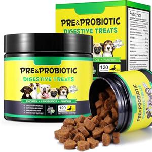 Generico Probiotico per Cani - Supporto Digestivo e dell'Equilibrio Intestinale, con Enzimi Digestivi e Ingredienti Naturali, per il Benessere Quotidiano, Gusto Anatra (120 Chews)