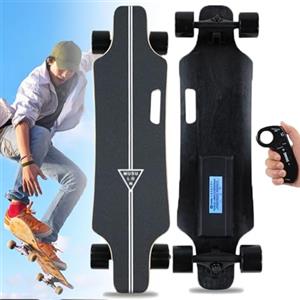 Generic Skateboard Elettrico Tutto Terreno con Telecomando, Skateboard Elettrico, Tavola Cruiser Elettrica Brushless 350W con Telecomando a 4 Velocità, Autonomia 15 Km, Capacità 150 Kg F