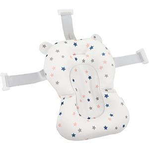 Fdit Cuscino di Supporto per Bagnetto per Neonati, Sedile per Vaschetta Neonato con Cinghie di Sicurezza per Supporto Testa e Schiena, Tessuto a 3 Strati per Vaschetta da Bagno per (Stelle bianche)