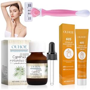 Meemion 2 Pezzi Cyperus Rotundus Oil, con Crema Depilatoria Viso