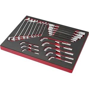 SOGI TER-02 Assortimento di 22 Utensili per Riparazione Auto - Chiavi Poligonali, Snodate e a Tubo in Vassoio Morbido EVA