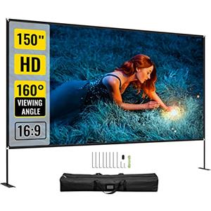 VEVOR Schermo di Proiezione con Supporto 150" 381 cm Tela di Proiezione su Piede HD 16:9 336x190 cm Schermo Proiettore in Alu Vision Ampio 160° Portatile Presentazione Sala Multimedia Cinema
