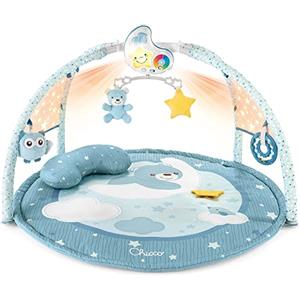 Chicco Palestrina dei Colori 3in1, Colore Azzurro, Palestrina Neonato Multifunzione Elettronica con Tappeto, Proiettore Stelle, Luce Notturna Removibile e Melodie Rilassanti, Giochi Neonato 0+ Mesi