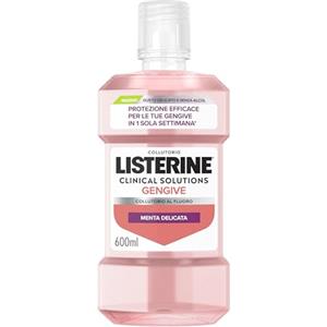 LISTERINE Clinical Solutions Gengive Gusto Delicato, Collutorio senza alcool con Fluoro, Zinco e Oli Essenziali per gengive sane, Collutorio gengive infiammate 0% alcol, Gusto Menta Delicata, 600 ml