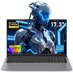 NAIKLULU 17.3 Pollici 2025 Computer Portatile Processor N150(1.2 a 3.6Ghz), RAM 16GB SSD 1TB PC Portatile Laptop Notebook, 1920x1080P/Tastiera Completa Retroilluminata/Webcam/6000Mah